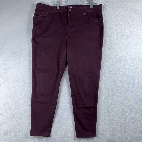 Style & Co Ultra Skinny Jeans High Rise Five Pockets Womens Maroon Size W38 - Picture 1 of 11